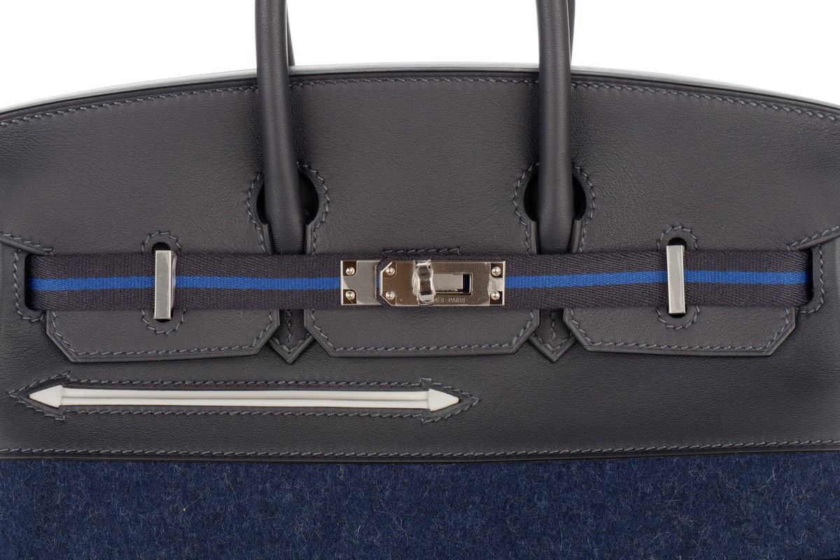 Hermès Birkin 25 Limited Edition Go Team Cabane/Bleu France/Bleu Nuit New White Swift Palladium Hardware - view 8