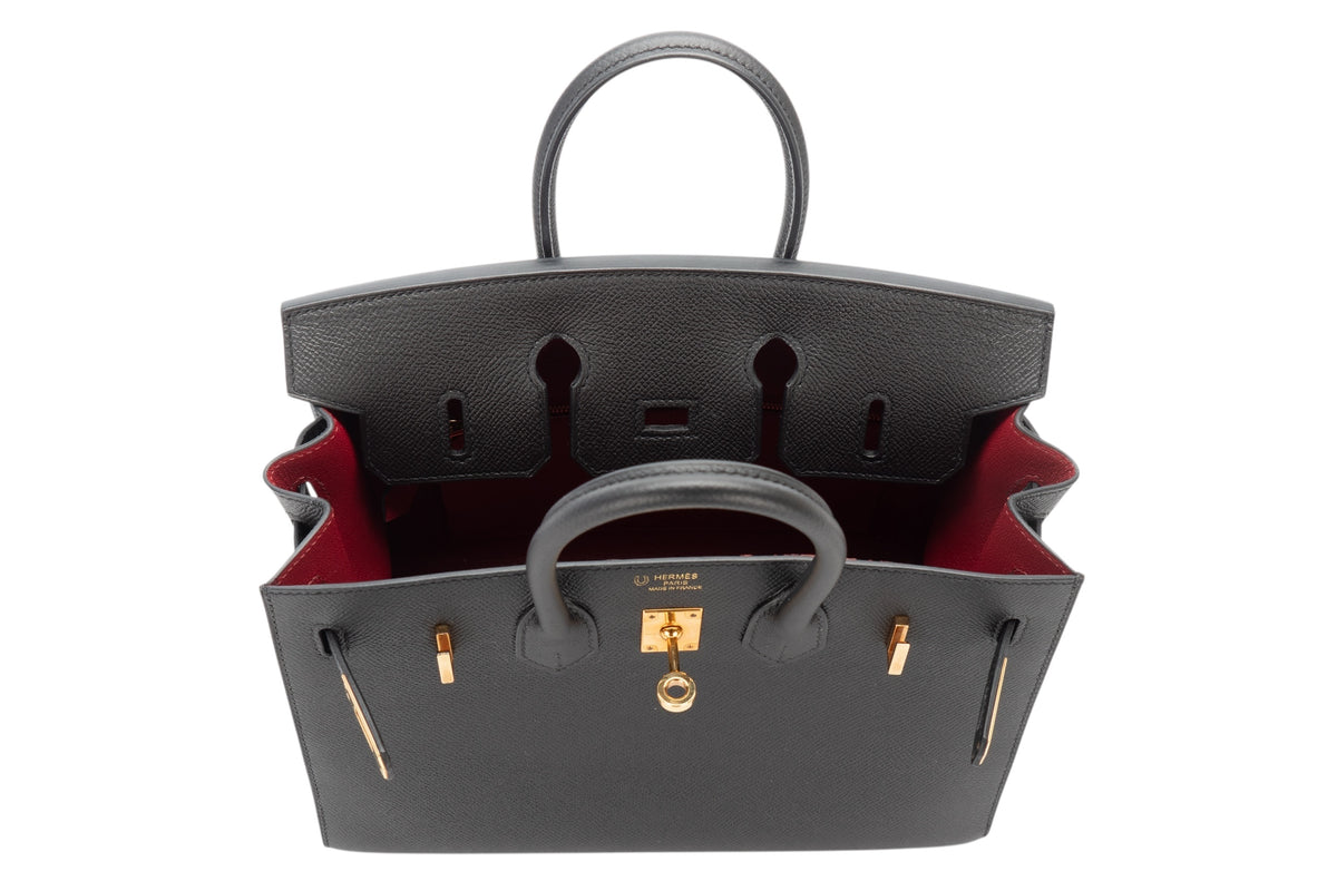 Hermès Birkin 25 HSS Noir - Black / Rubis Epsom Gold Hardware - view 10