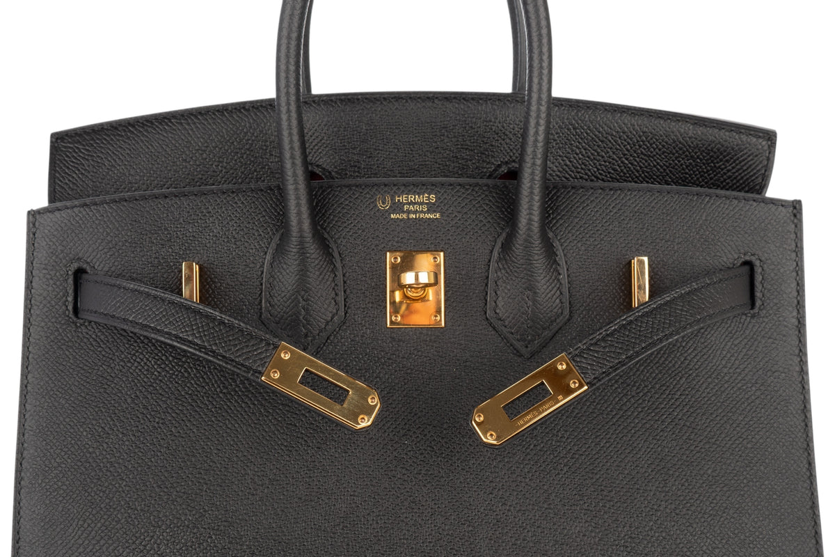 Hermès Birkin 25 HSS Noir - Black / Rubis Epsom Gold Hardware - view 9