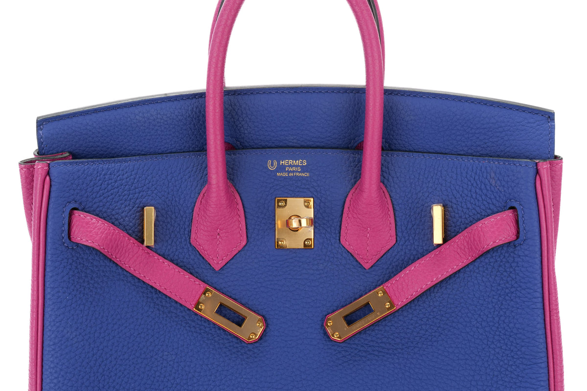 Hermès Birkin 25 HSS Rose Pourpre / Bleu Electric Togo Rose Gold Hardware - view 10