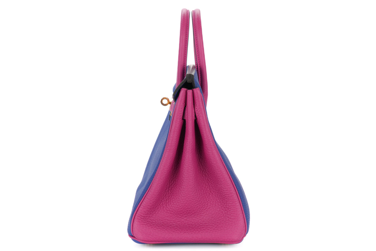 Hermès Birkin 25 HSS Rose Pourpre / Bleu Electric Togo Rose Gold Hardware - view 4