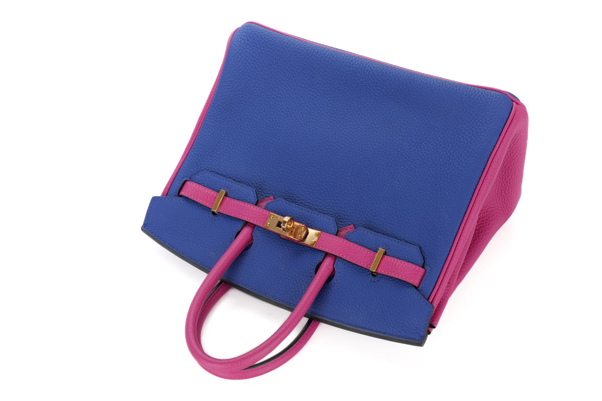 Hermès Birkin 25 HSS Rose Pourpre / Bleu Electric Togo Rose Gold Hardware - view 8