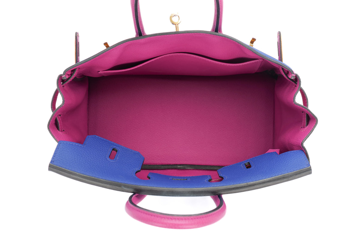 Hermès Birkin 25 HSS Rose Pourpre / Bleu Electric Togo Rose Gold Hardware - view 9
