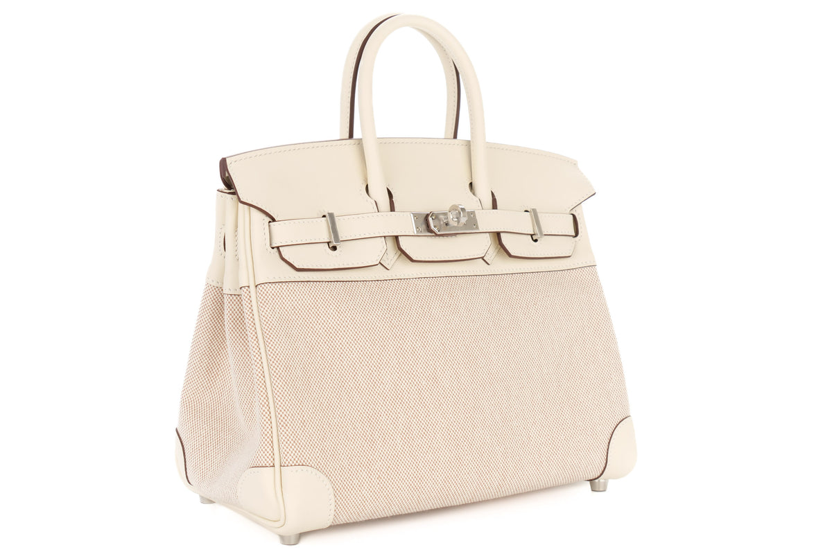 Hermès Birkin 25 Nata Ecru Canvas & Swift Palladium Hardware - view 2