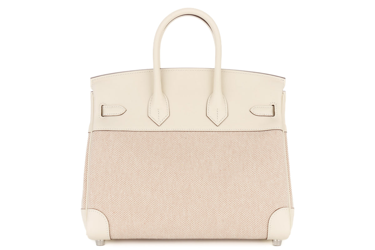 Hermès Birkin 25 Nata Ecru Canvas & Swift Palladium Hardware - view 3
