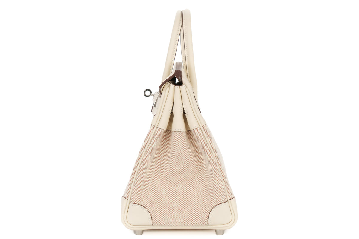 Hermès Birkin 25 Nata Ecru Canvas & Swift Palladium Hardware - view 4