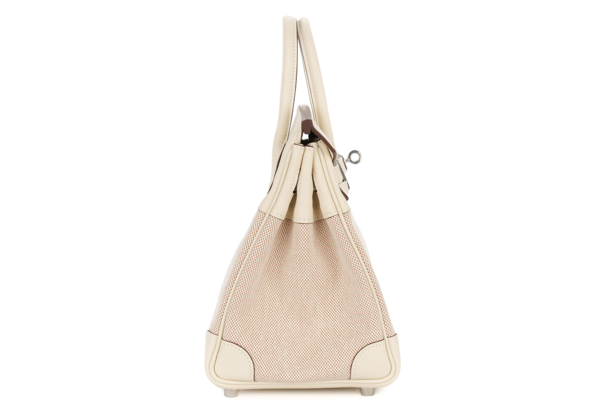 Hermès Birkin 25 Nata Ecru Canvas & Swift Palladium Hardware - view 5