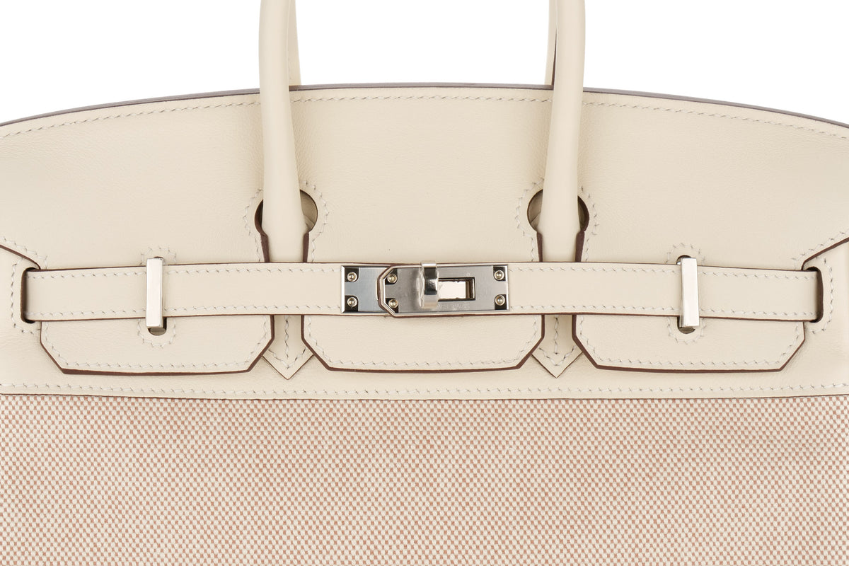 Hermès Birkin 25 Nata Ecru Canvas & Swift Palladium Hardware - view 7