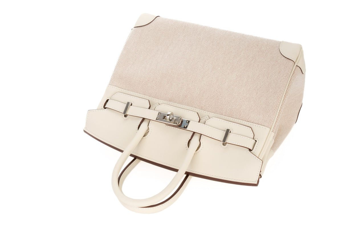 Hermès Birkin 25 Nata Ecru Canvas & Swift Palladium Hardware - view 8