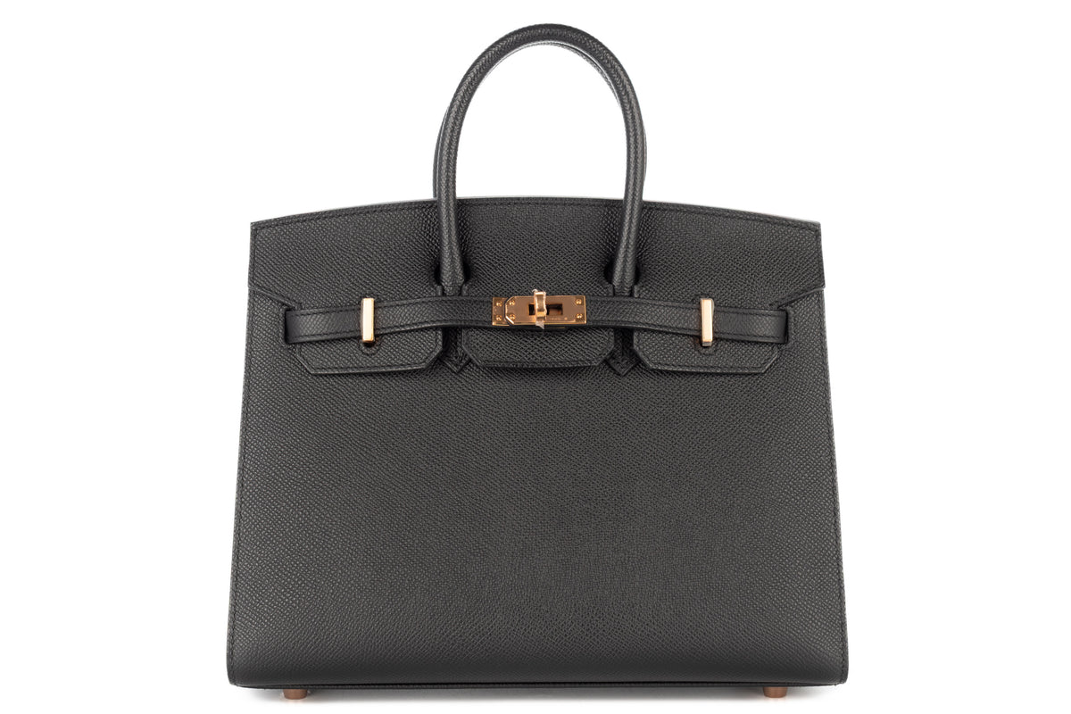 Hermès Birkin 25 Noir - Black Epsom Sellier Rose Gold Hardware - view 1