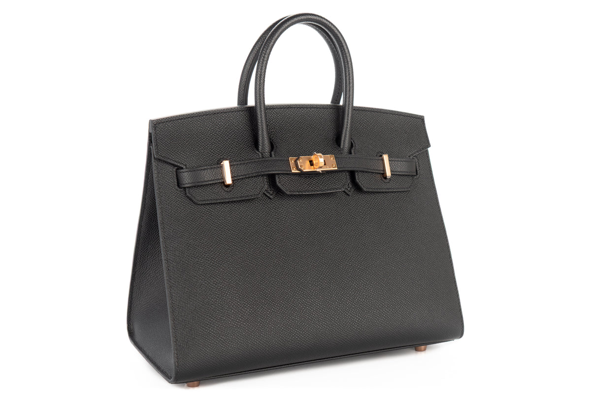 Hermès Birkin 25 Noir - Black Epsom Sellier Rose Gold Hardware - view 2