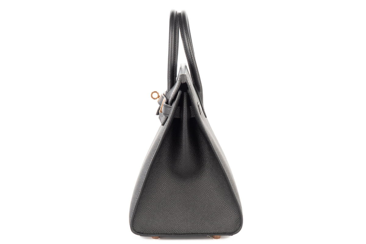 Hermès Birkin 25 Noir - Black Epsom Sellier Rose Gold Hardware - view 4