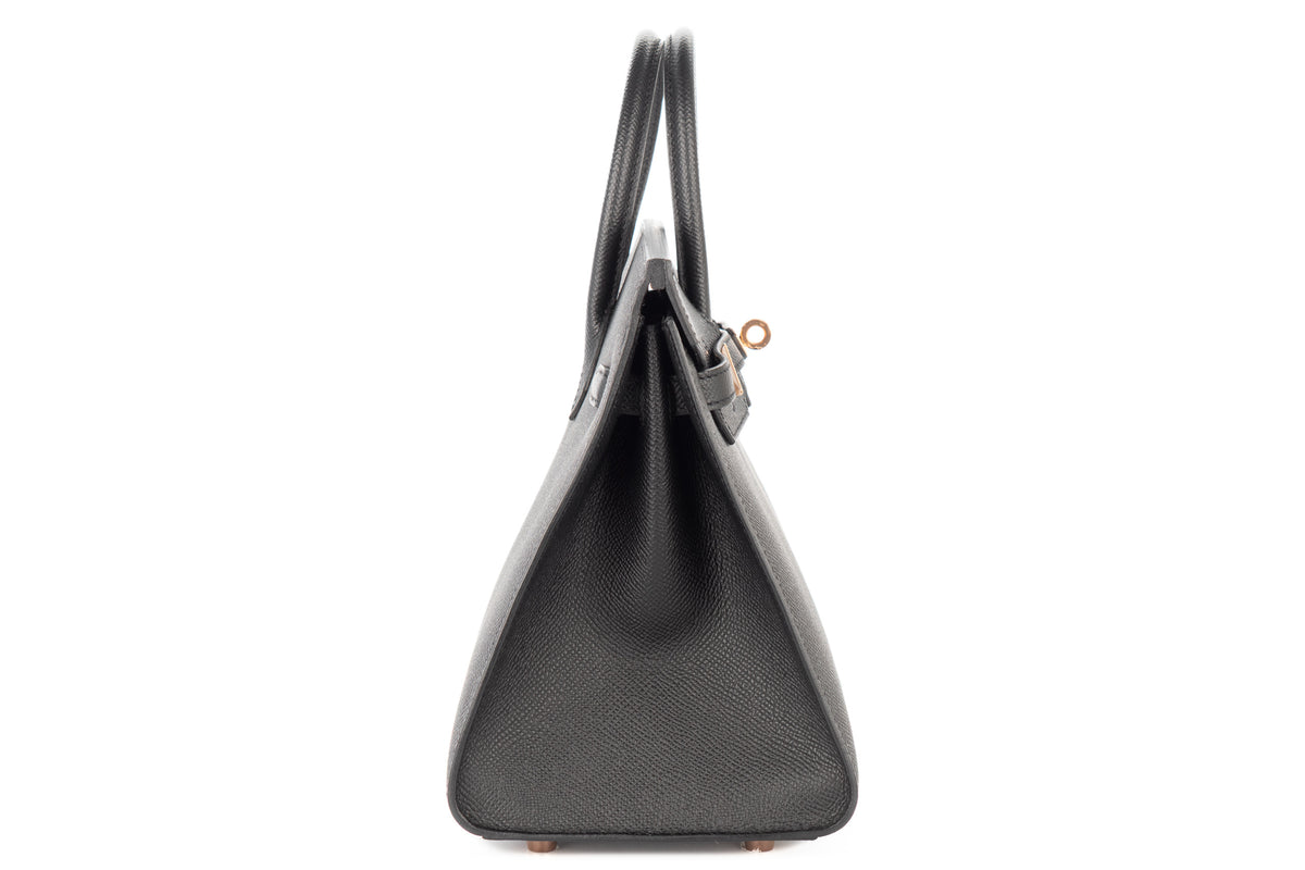 Hermès Birkin 25 Noir - Black Epsom Sellier Rose Gold Hardware - view 5