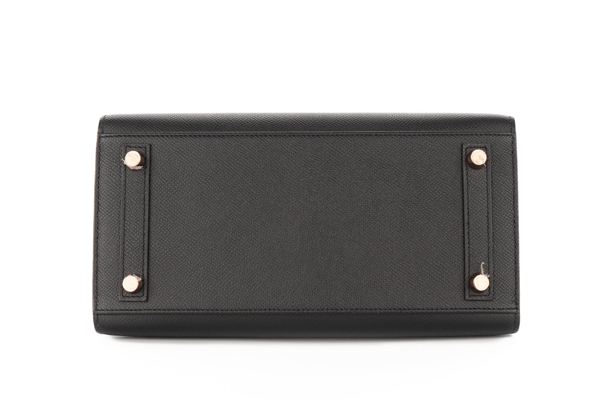 Hermès Birkin 25 Noir - Black Epsom Sellier Rose Gold Hardware - view 6
