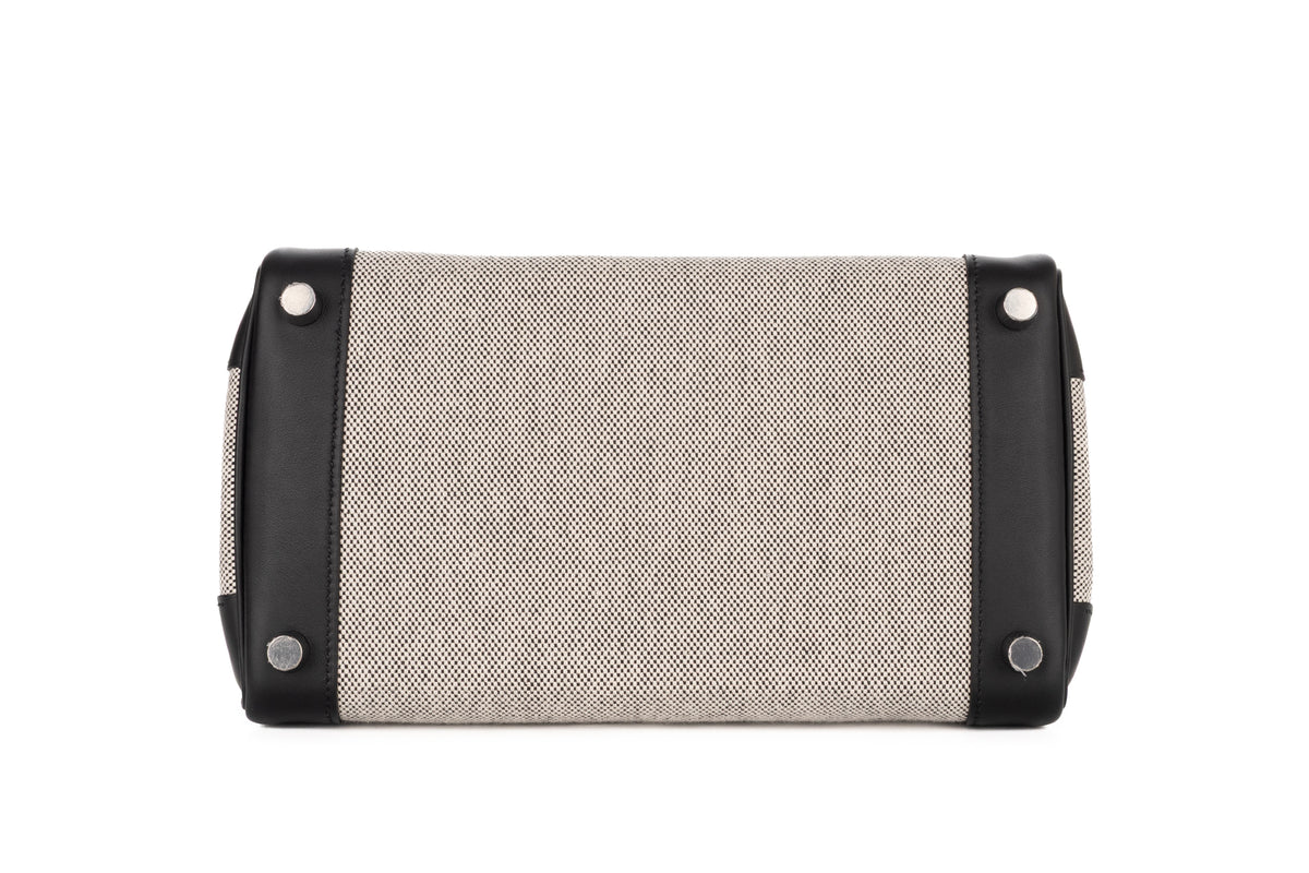 Hermès Birkin 25 Noir - Black Swift & Toile Palladium Hardware - view 6