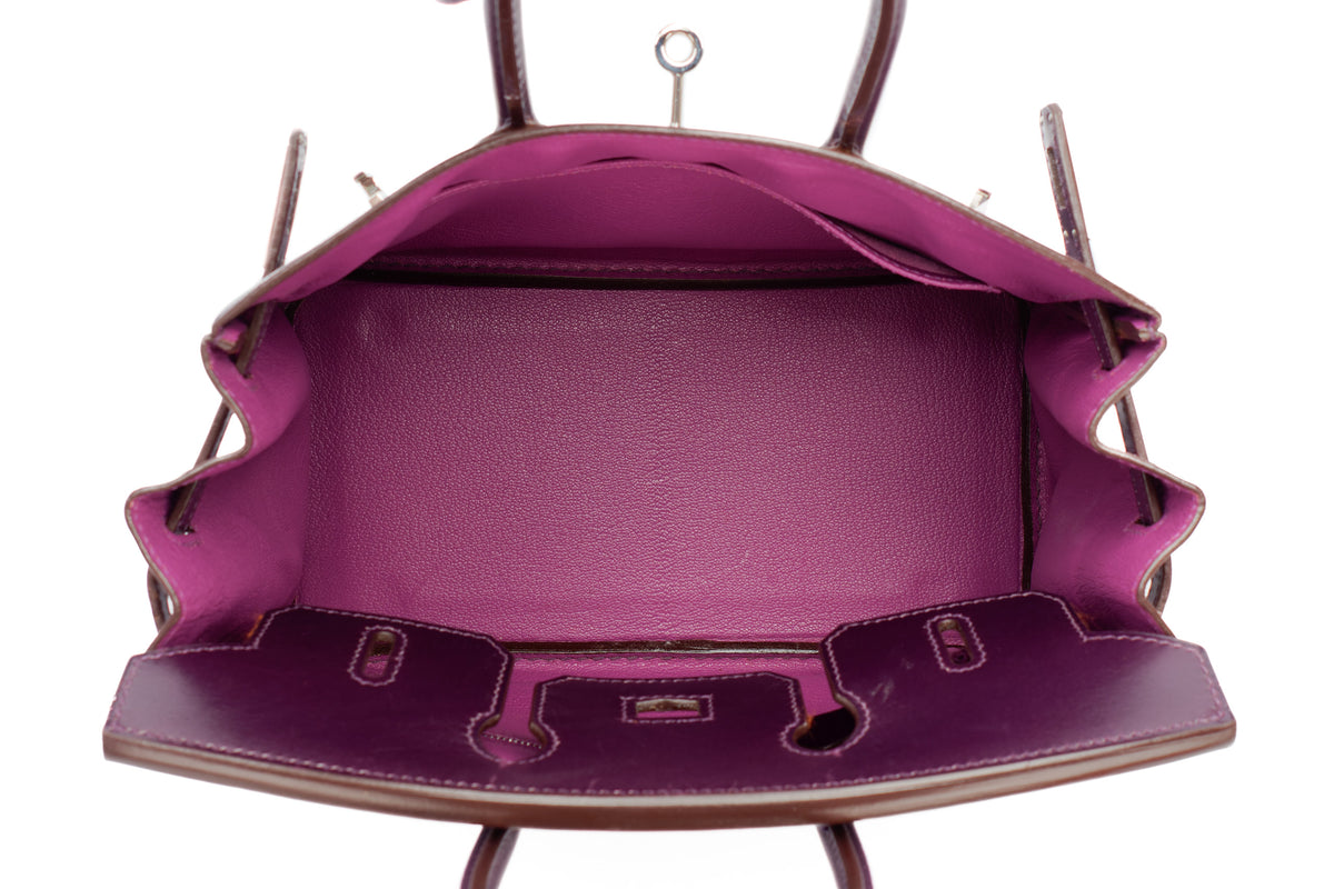 Hermès Birkin 25 Raisin/Cyclamen Box Palladium Hardware - view 10