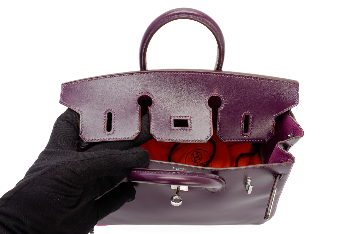 Hermès Birkin 25 Raisin/Cyclamen Box Palladium Hardware - view 11