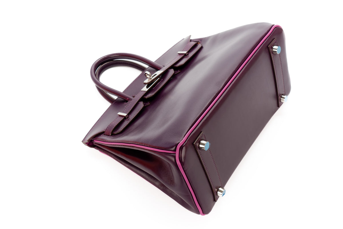 Hermès Birkin 25 Raisin/Cyclamen Box Palladium Hardware - view 12