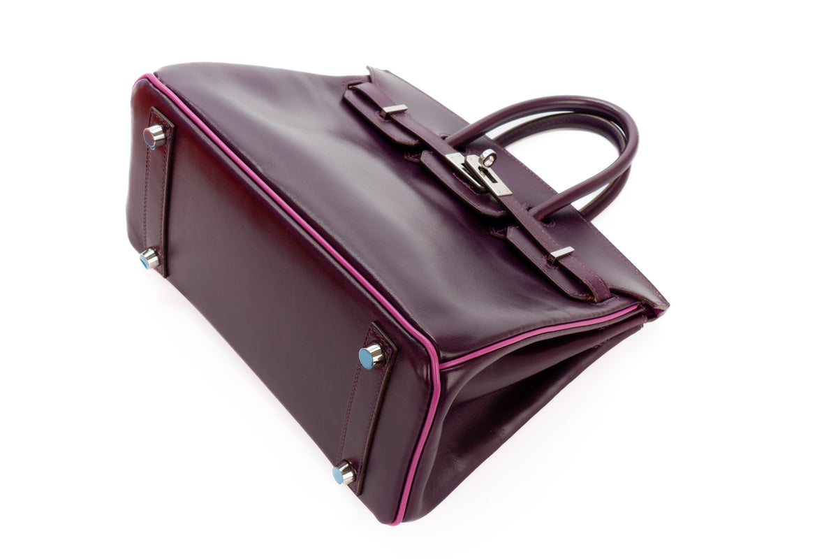 Hermès Birkin 25 Raisin/Cyclamen Box Palladium Hardware - view 13