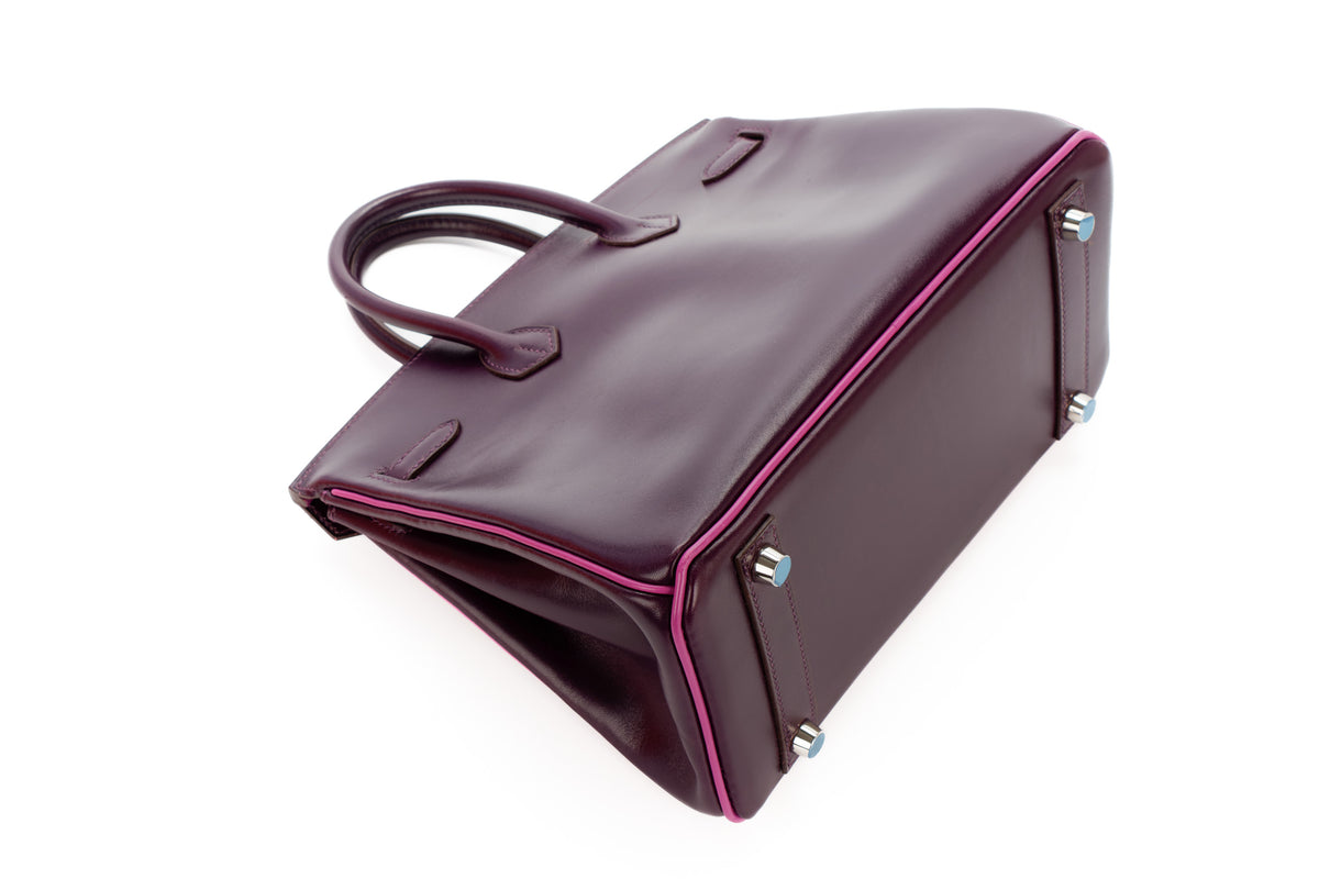 Hermès Birkin 25 Raisin/Cyclamen Box Palladium Hardware - view 14