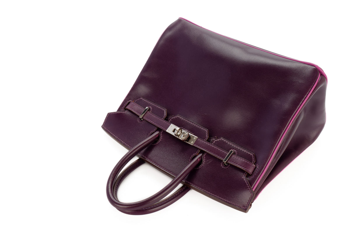 Hermès Birkin 25 Raisin/Cyclamen Box Palladium Hardware - view 8