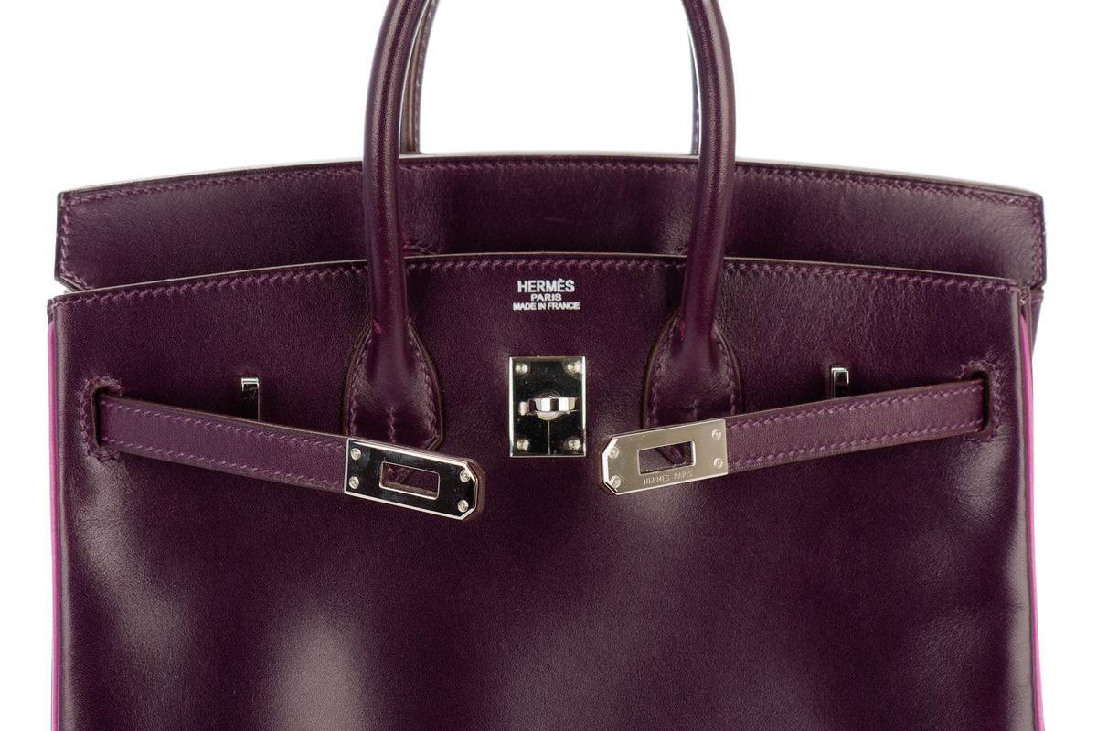 Hermès Birkin 25 Raisin/Cyclamen Box Palladium Hardware - view 9