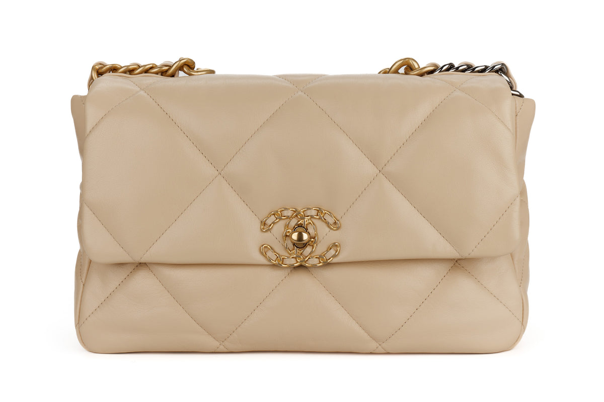 Chanel Large 19 Beige Lambskin Mixed Gold Hardware - view 1