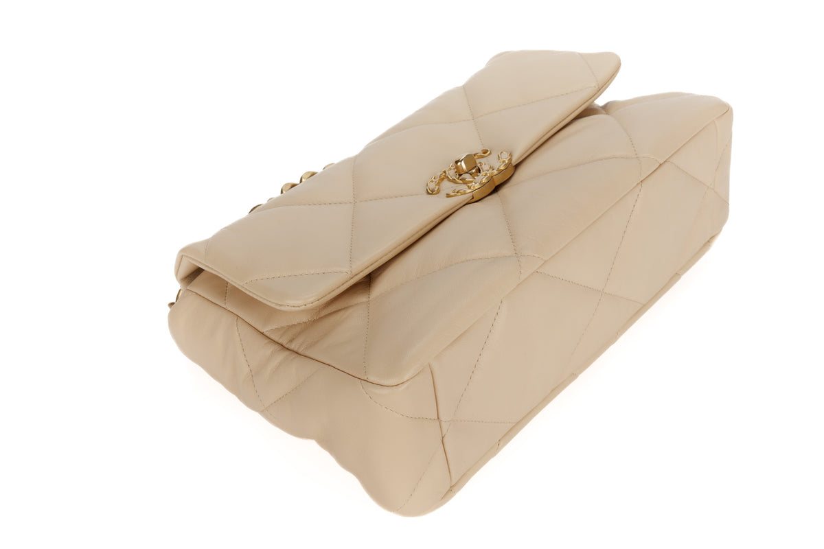 Chanel Large 19 Beige Lambskin Mixed Gold Hardware - view 12