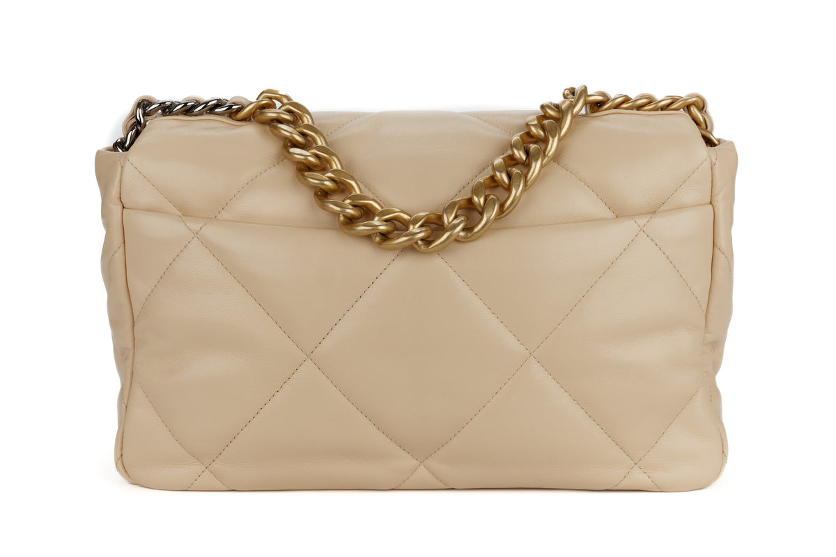 Chanel Large 19 Beige Lambskin Mixed Gold Hardware - view 3