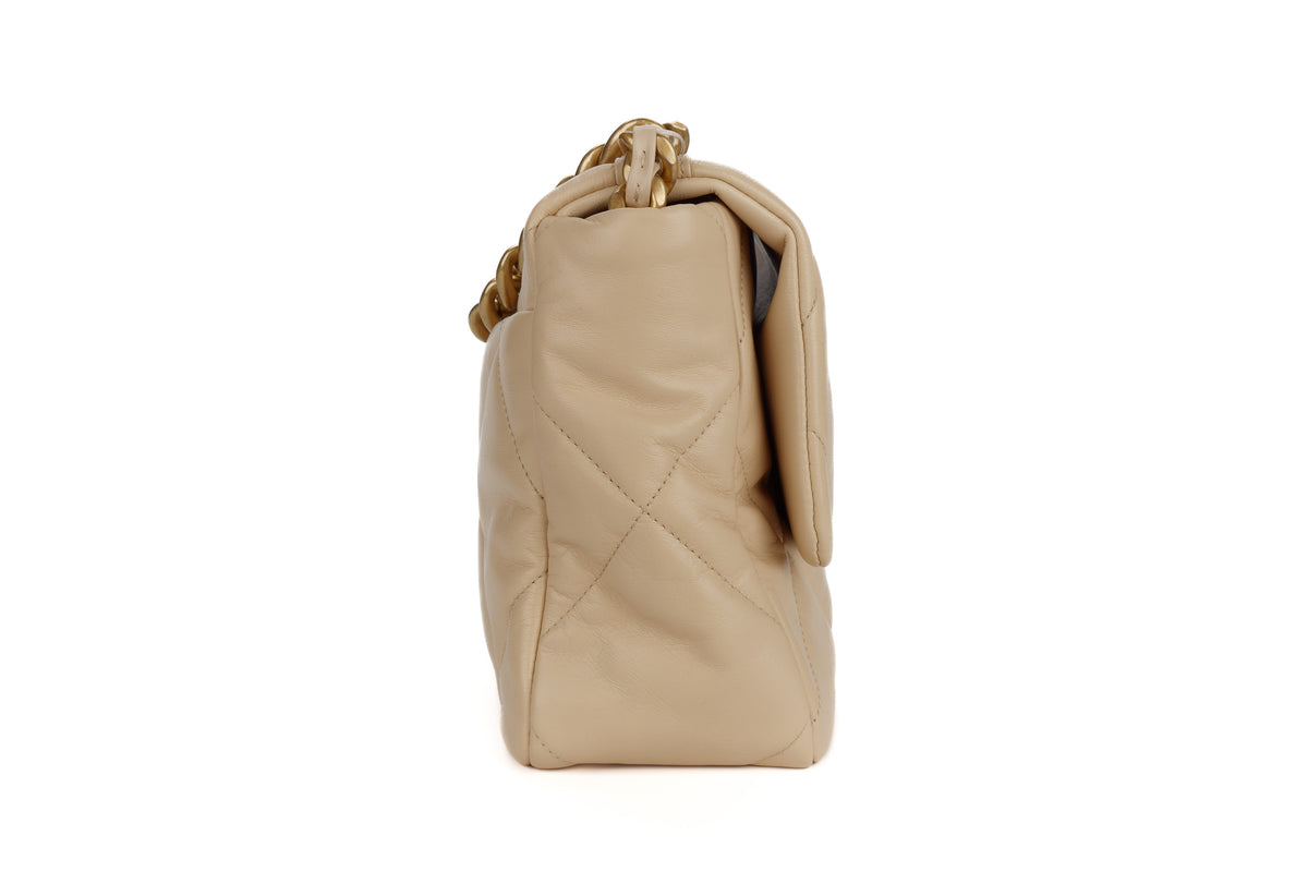 Chanel Large 19 Beige Lambskin Mixed Gold Hardware - view 5