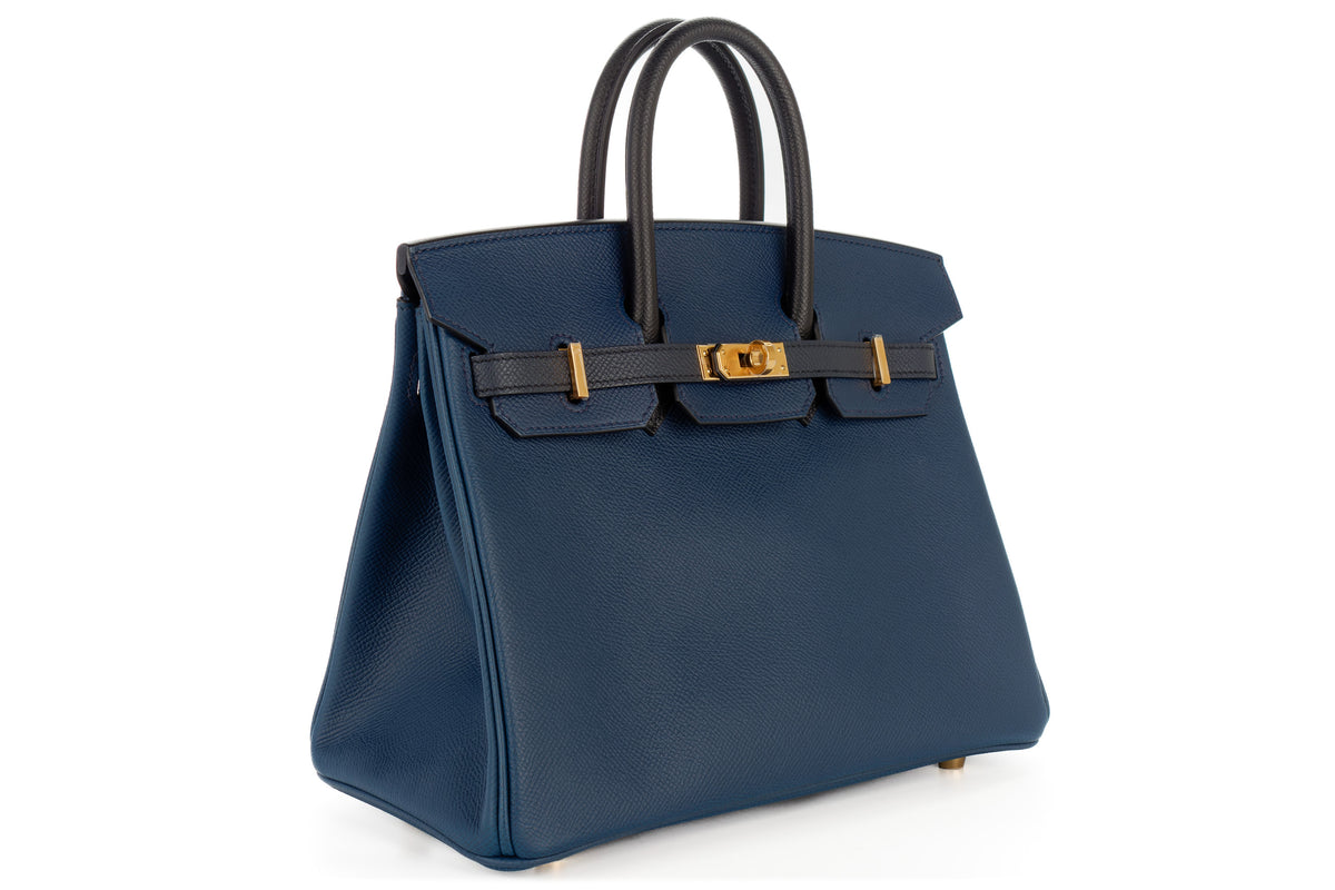 Hermès Birkin 25 Tri Color Bleu de Prusse, Indigo, Noir Epsom Gold Hardware - view 2