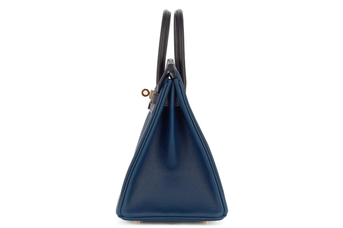 Hermès Birkin 25 Tri Color Bleu de Prusse, Indigo, Noir Epsom Gold Hardware - view 4