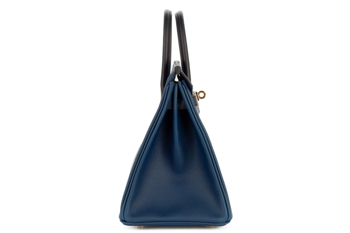 Hermès Birkin 25 Tri Color Bleu de Prusse, Indigo, Noir Epsom Gold Hardware - view 5