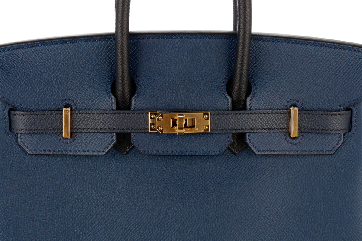 Hermès Birkin 25 Tri Color Bleu de Prusse, Indigo, Noir Epsom Gold Hardware - view 7