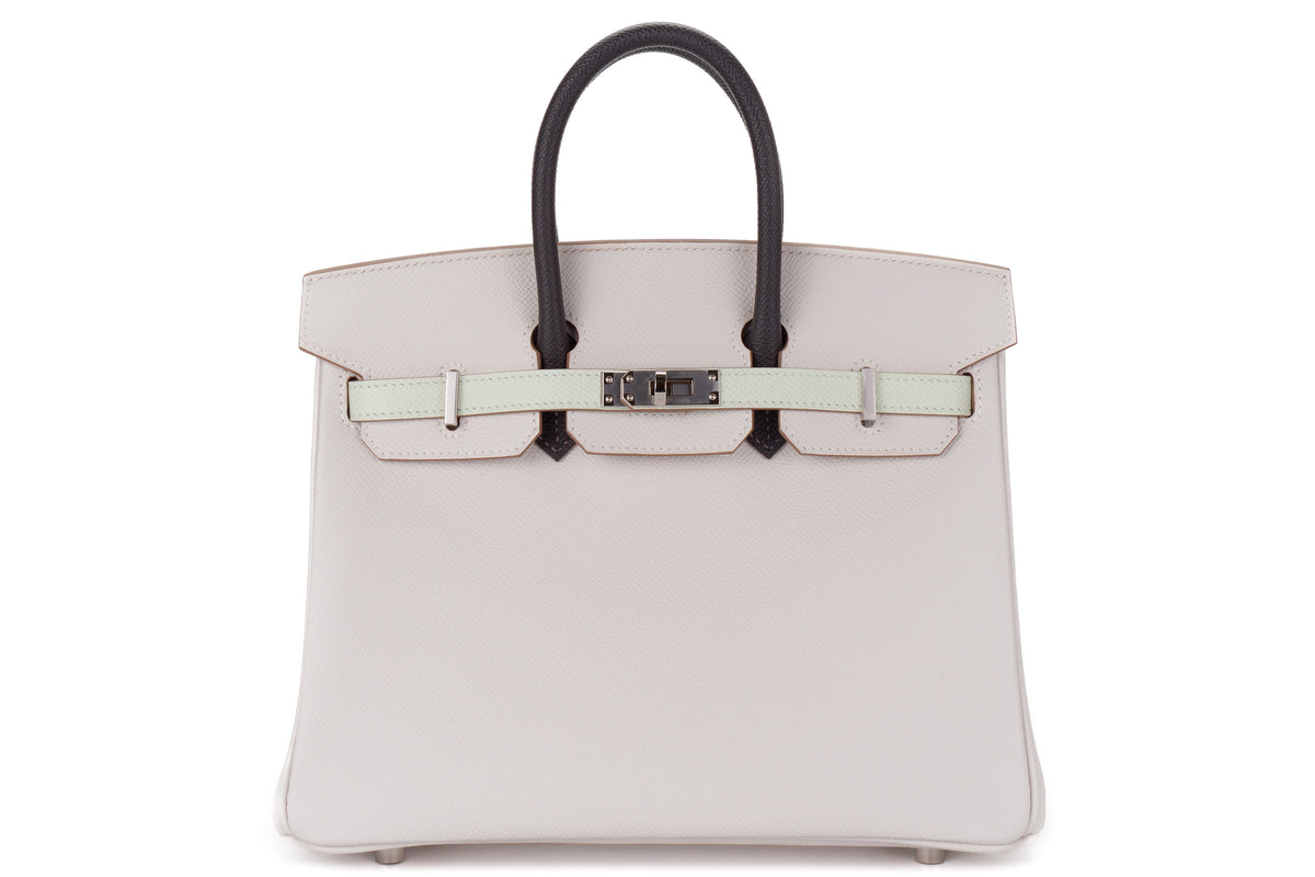 Hermès Birkin 25 Tri-Color Vert Fizz / Graphite / Gris Pale Epsom Palladium Hardware - view 1