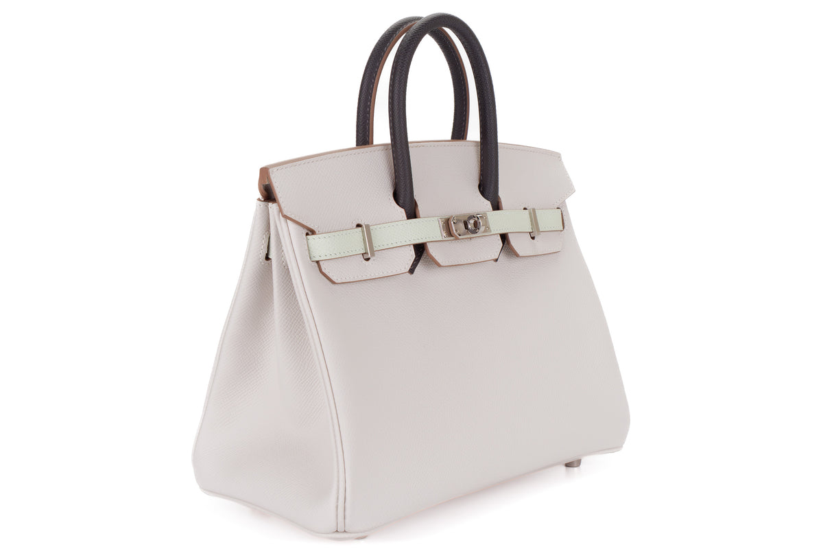 Hermès Birkin 25 Tri-Color Vert Fizz / Graphite / Gris Pale Epsom Palladium Hardware - view 2