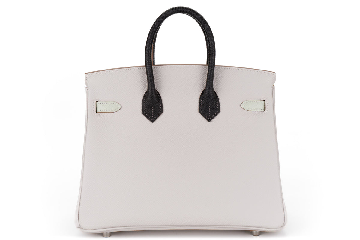 Hermès Birkin 25 Tri-Color Vert Fizz / Graphite / Gris Pale Epsom Palladium Hardware - view 3