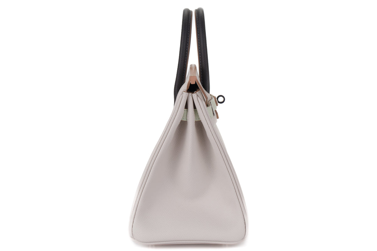 Hermès Birkin 25 Tri-Color Vert Fizz / Graphite / Gris Pale Epsom Palladium Hardware - view 5