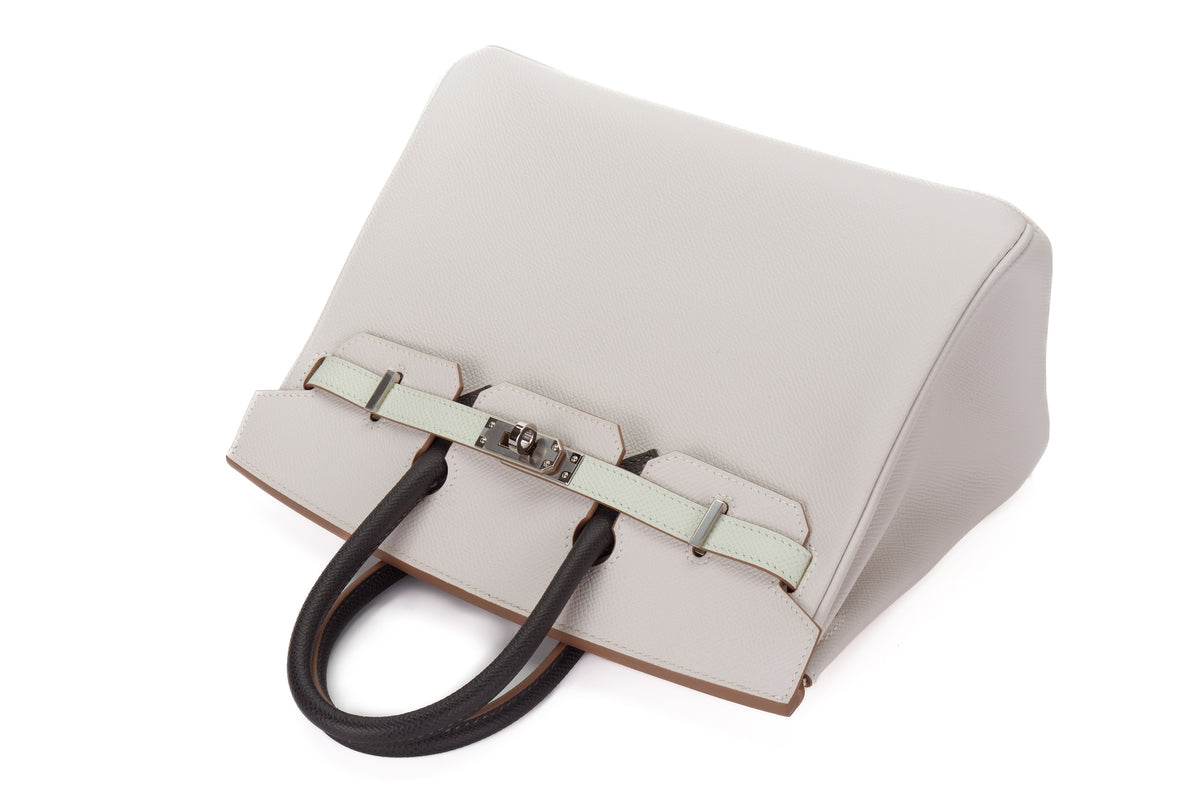 Hermès Birkin 25 Tri-Color Vert Fizz / Graphite / Gris Pale Epsom Palladium Hardware - view 7