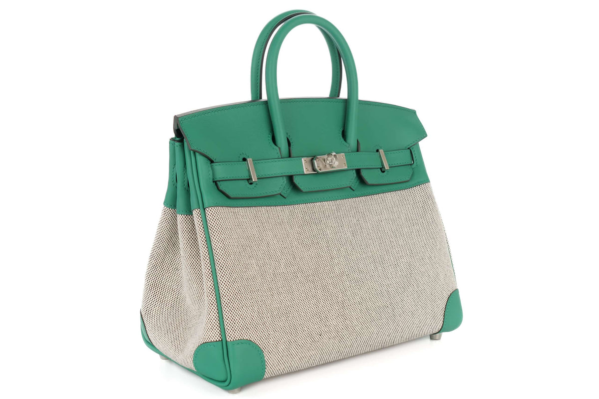 Hermès Birkin 25 Vert Vertigo Toile & Swift Palladium Hardware - view 2