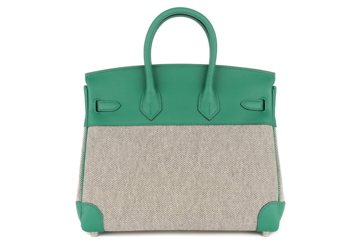 Hermès Birkin 25 Vert Vertigo Toile & Swift Palladium Hardware - view 3
