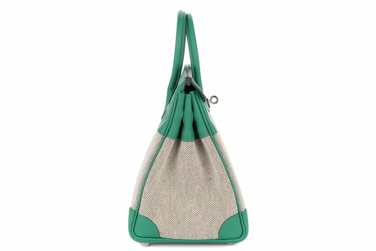 Hermès Birkin 25 Vert Vertigo Toile & Swift Palladium Hardware - view 5