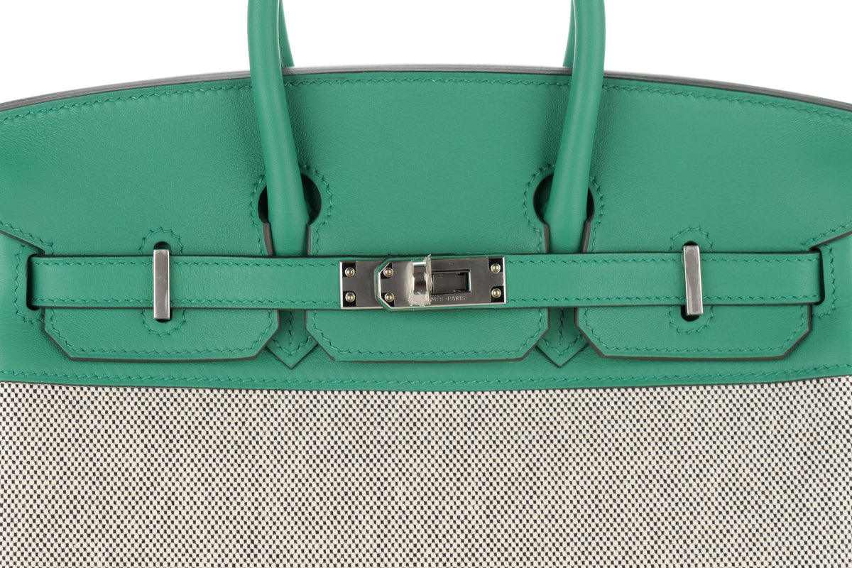 Hermès Birkin 25 Vert Vertigo Toile & Swift Palladium Hardware - view 7