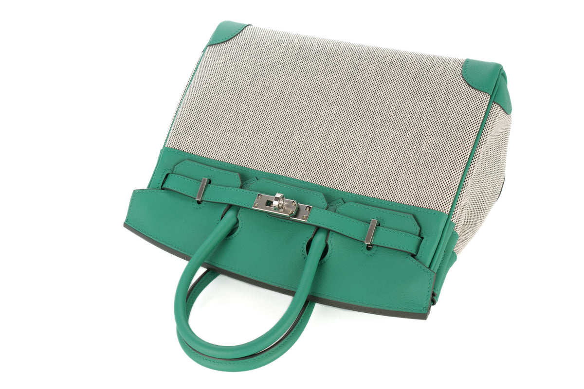 Hermès Birkin 25 Vert Vertigo Toile & Swift Palladium Hardware - view 8