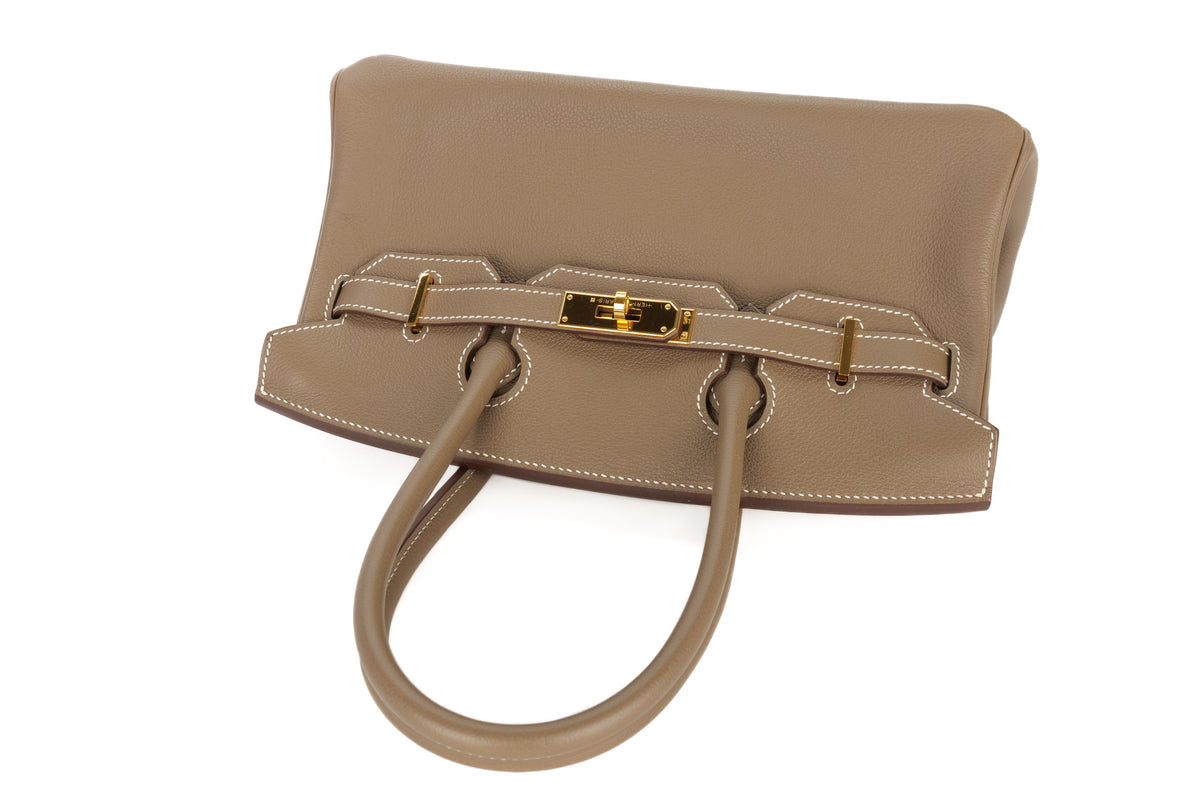 Hermès Shoulder Birkin 29 Etoupe Evercolor Gold Hardware - view 8