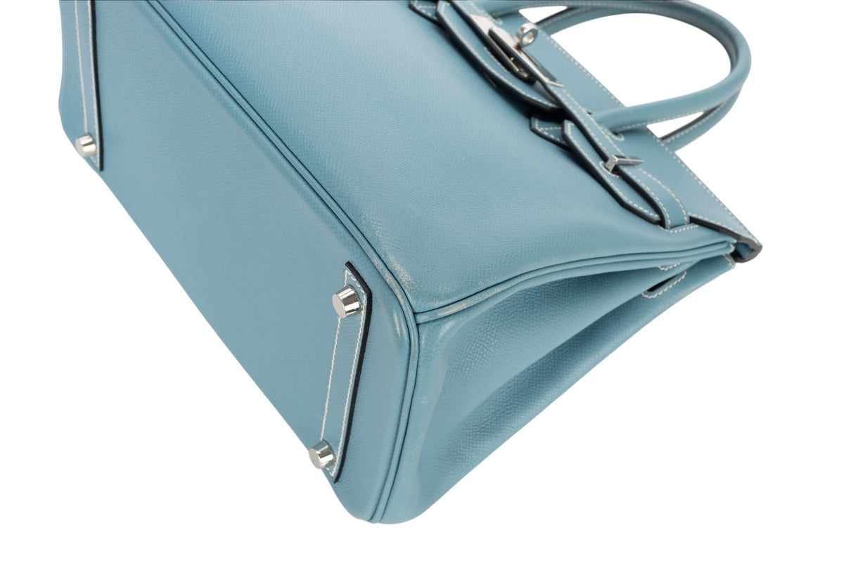 Hermès Birkin 30 Bleu Jean Epsom Retourne Palladium Hardware - view 12