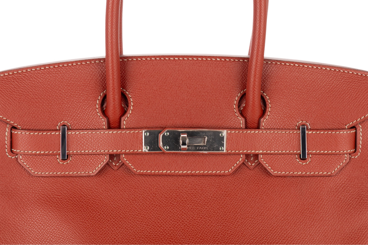 Hermès Birkin 30 Candy Brique / Orange Epsom Retourne Palladium Hardware - view 7