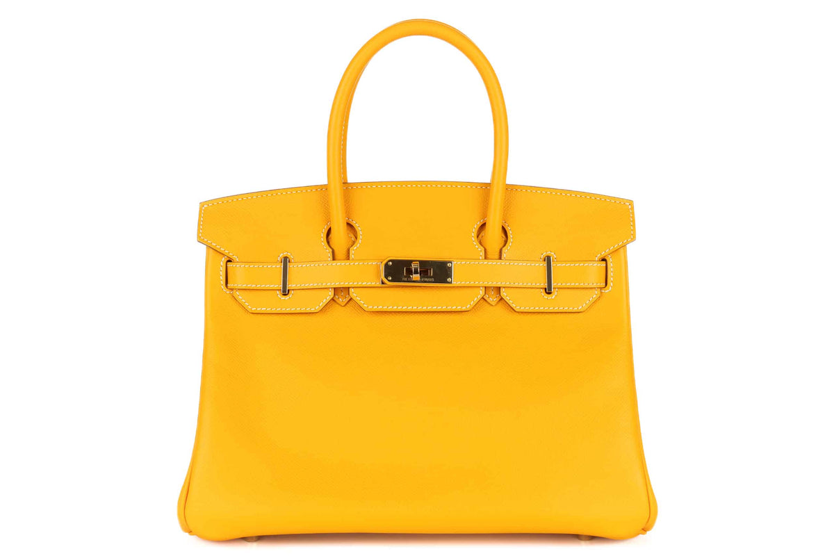 Hermès Birkin 30 Candy Jaune D'or / Potiron Epsom Retourne Permabrass Hardware - view 1