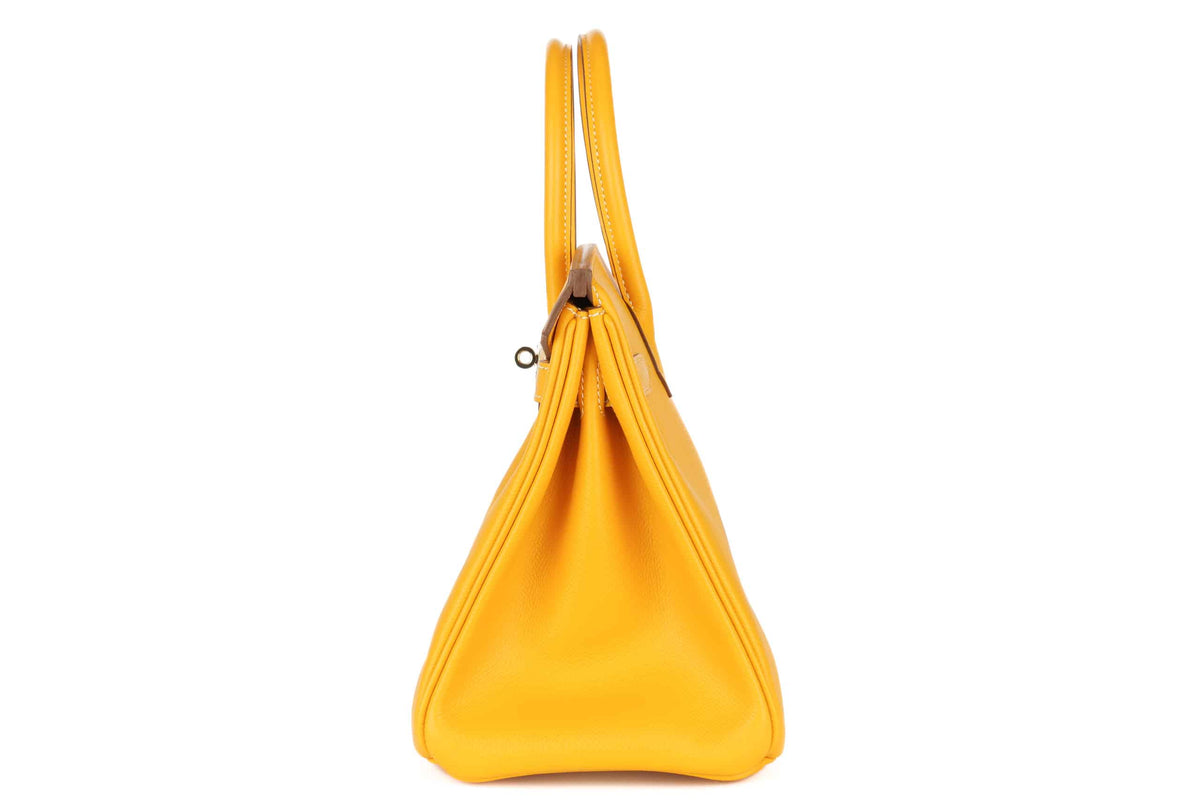 Hermès Birkin 30 Candy Jaune D'or / Potiron Epsom Retourne Permabrass Hardware - view 4