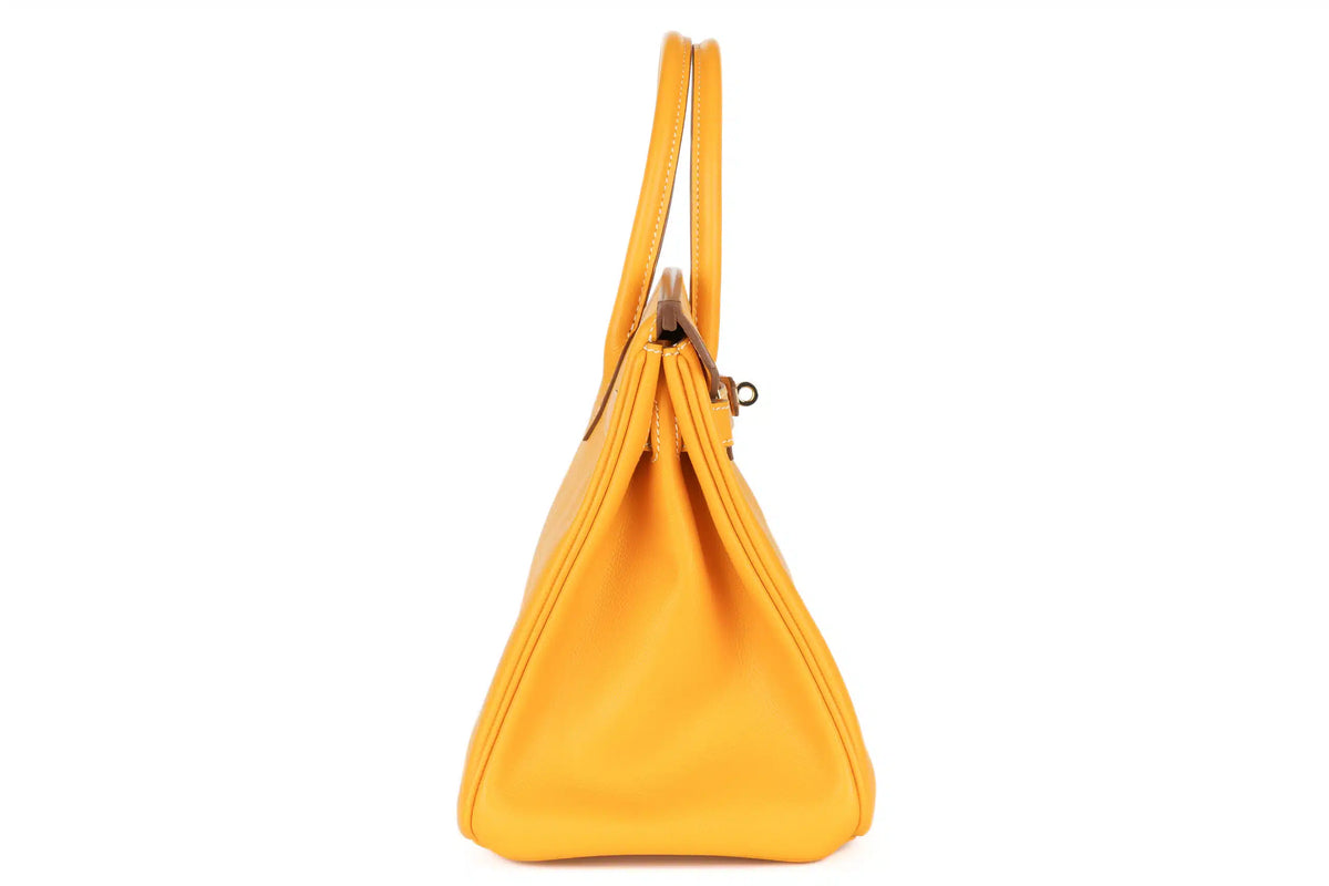 Hermès Birkin 30 Candy Jaune D'or / Potiron Epsom Retourne Permabrass Hardware - view 5